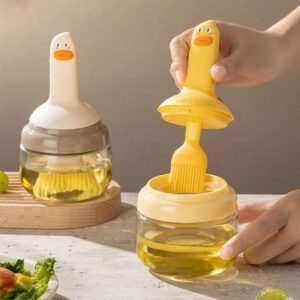 Oil dispenser with a silicone basting brush
